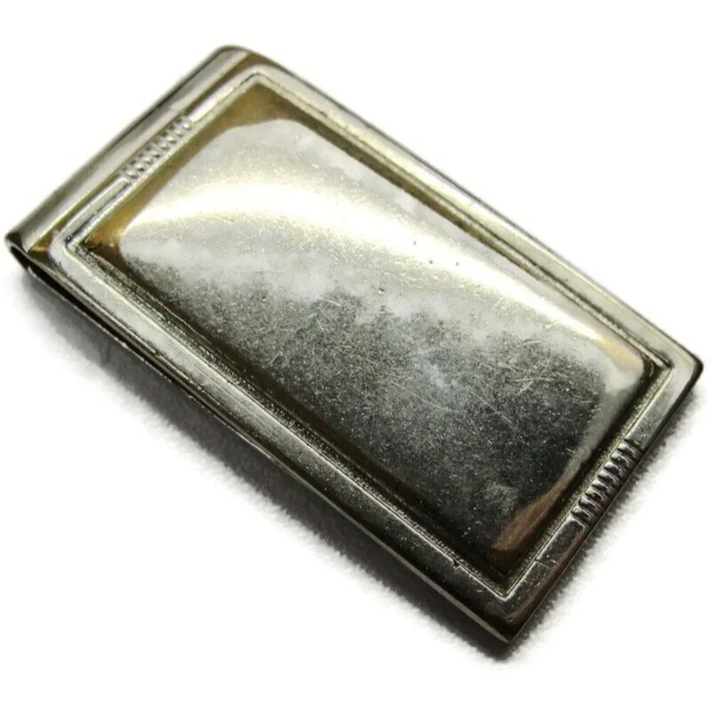Classic Plain Silver Tone Metal Wear Money Clip Stainless Wallet CC Cash Holder